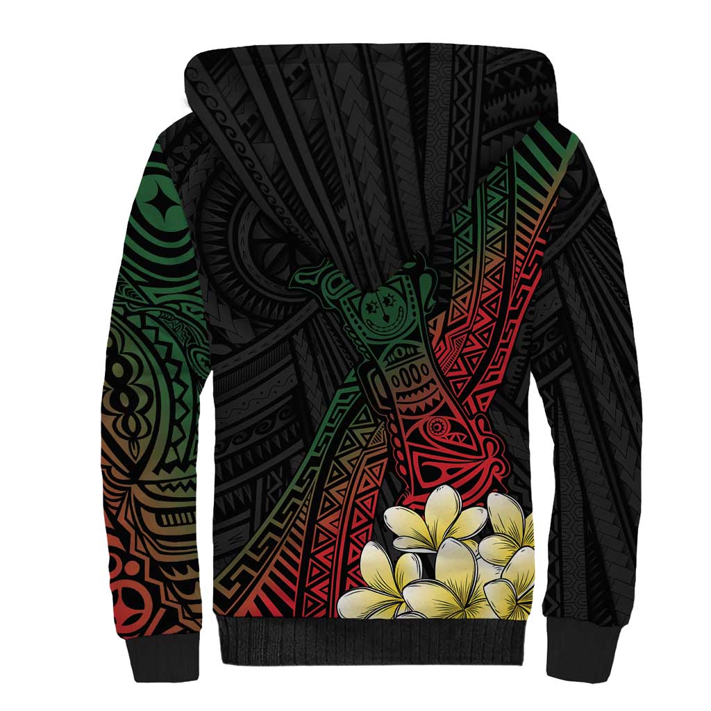 Personalized Papua New Guinea Sherpa Hoodie Kundu Drum Motifs - Sepik Colors LT7 - Polynesian Pride