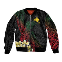 Personalized Papua New Guinea Sleeve Zip Bomber Jacket Kundu Drum Motifs - Sepik Colors