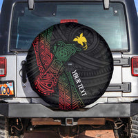 Personalized Papua New Guinea Spare Tire Cover Kundu Drum Motifs - Sepik Colors LT7 Black - Polynesian Pride