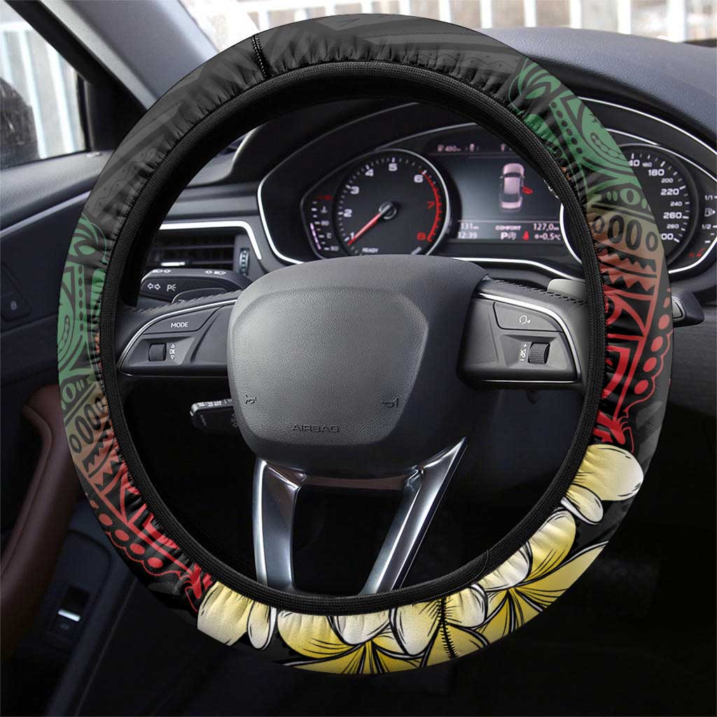 Papua New Guinea Steering Wheel Cover Kundu Drum Motifs - Sepik Colors LT7 - Polynesian Pride