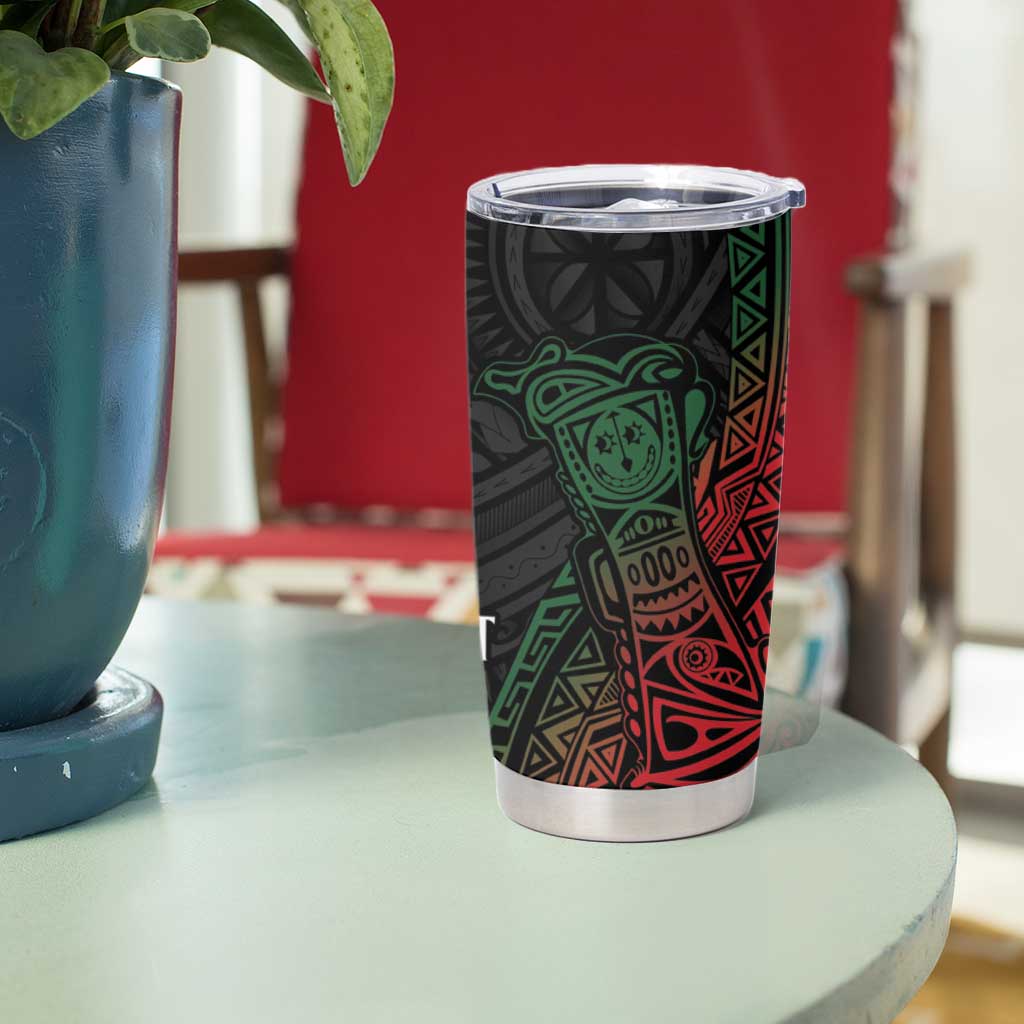 Personalized Papua New Guinea Tumbler Cup Kundu Drum Motifs - Sepik Colors LT7 - Polynesian Pride
