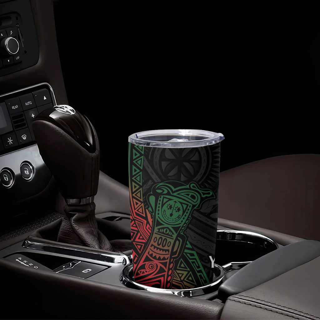 Personalized Papua New Guinea Tumbler Cup Kundu Drum Motifs - Sepik Colors LT7 - Polynesian Pride