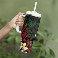 Personalized Papua New Guinea Tumbler With Handle Kundu Drum Motifs - Sepik Colors LT7 - Polynesian Pride