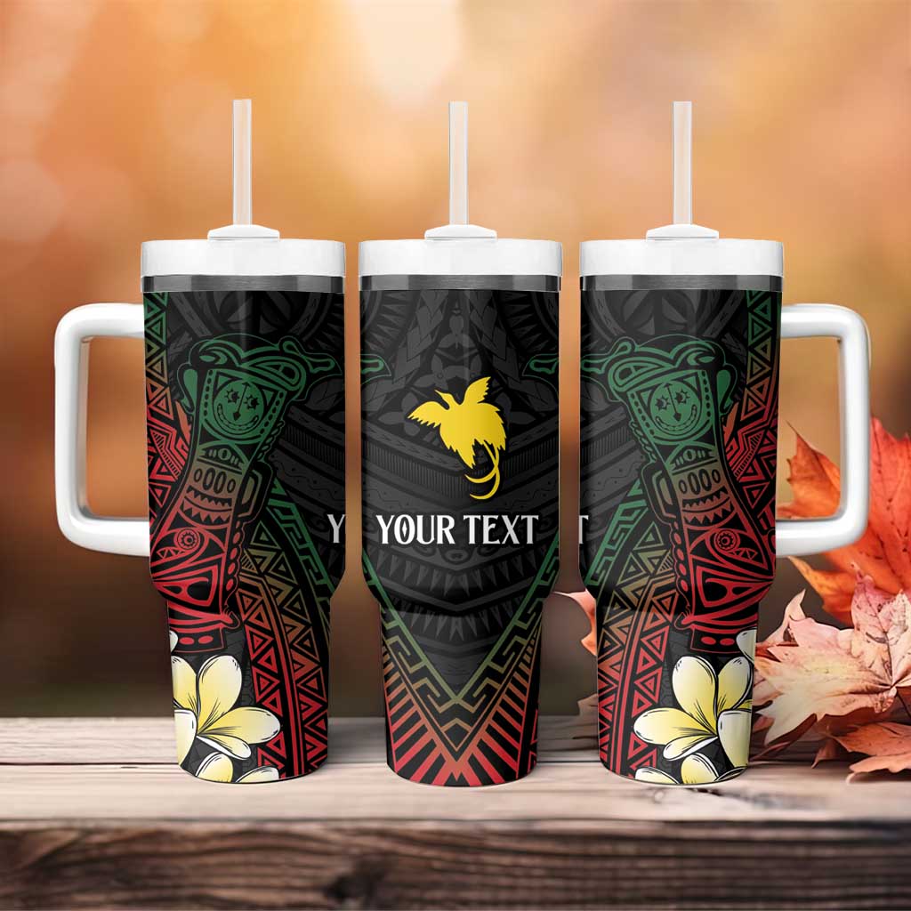 Personalized Papua New Guinea Tumbler With Handle Kundu Drum Motifs - Sepik Colors LT7 - Polynesian Pride
