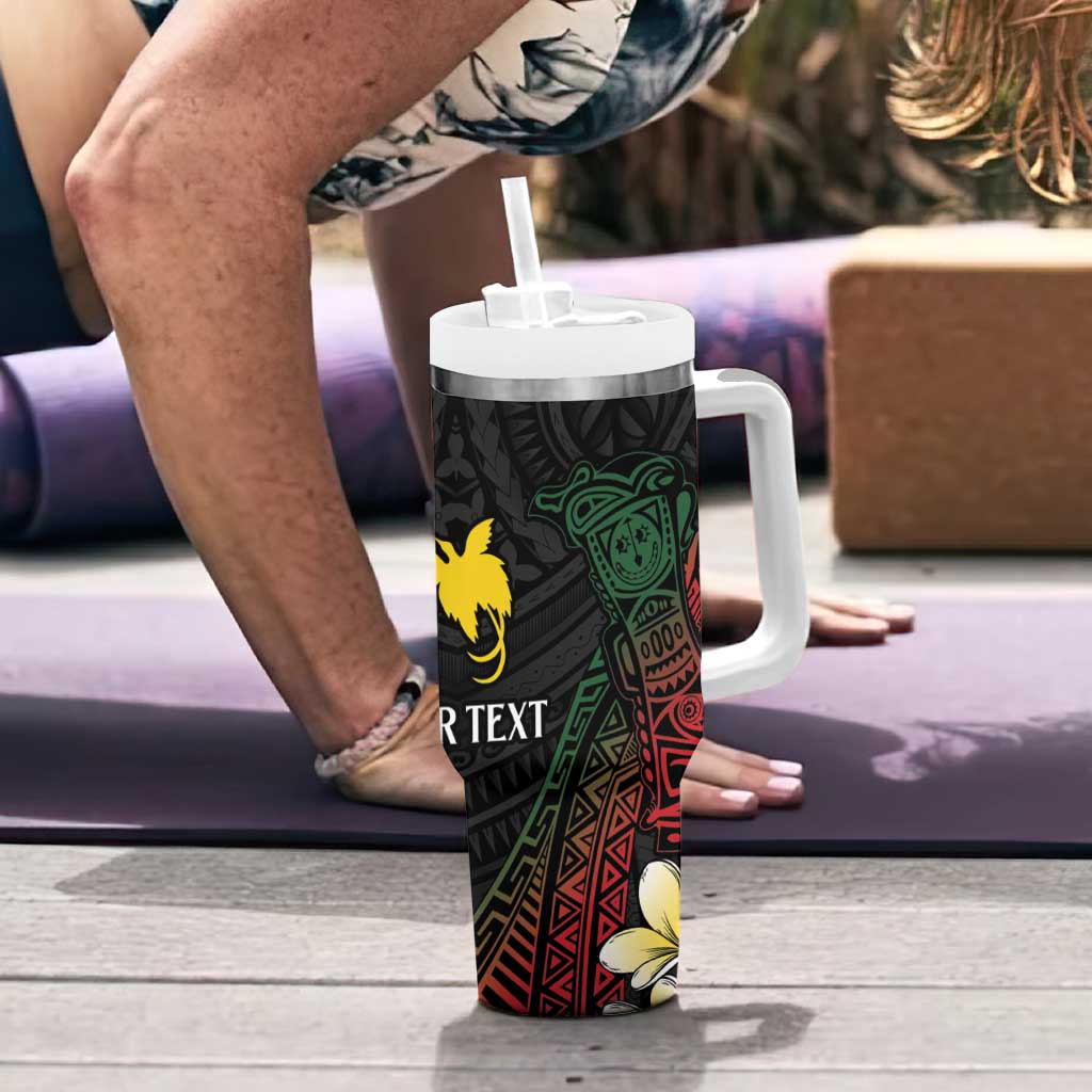 Personalized Papua New Guinea Tumbler With Handle Kundu Drum Motifs - Sepik Colors LT7 - Polynesian Pride