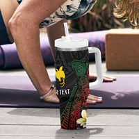 Personalized Papua New Guinea Tumbler With Handle Kundu Drum Motifs - Sepik Colors LT7 - Polynesian Pride