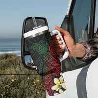 Personalized Papua New Guinea Tumbler With Handle Kundu Drum Motifs - Sepik Colors LT7 - Polynesian Pride