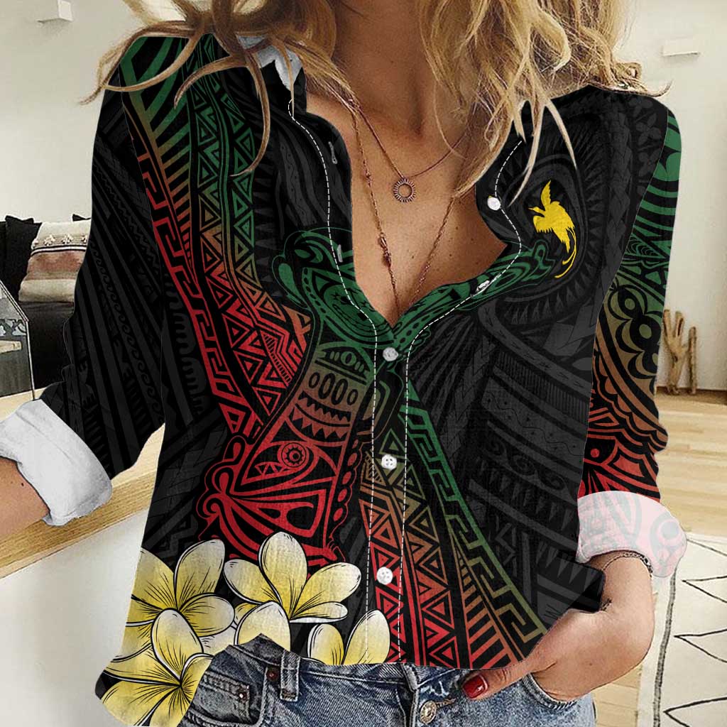 Personalized Papua New Guinea Women Casual Shirt Kundu Drum Motifs - Sepik Colors