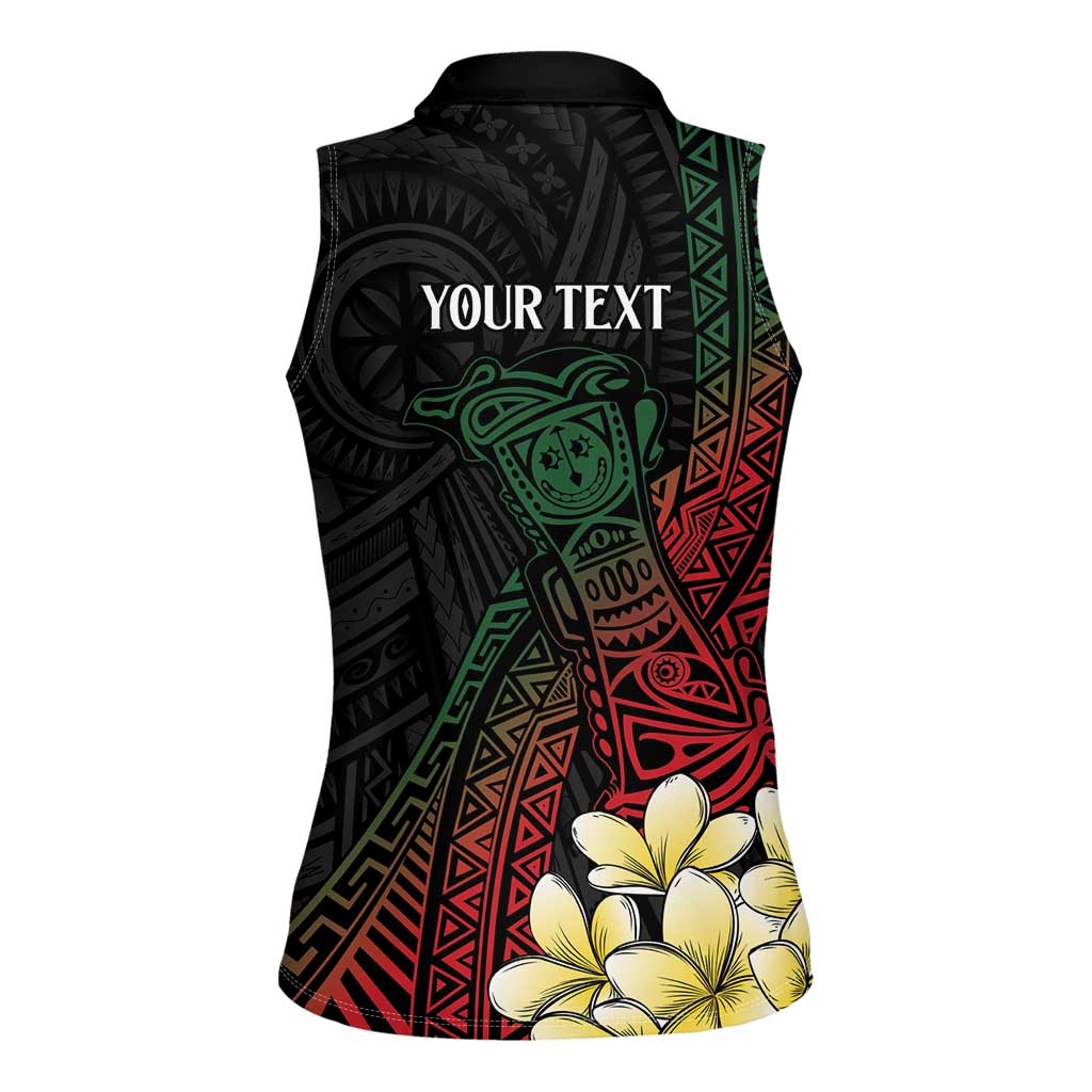 Personalized Papua New Guinea Women Sleeveless Polo Shirt Kundu Drum Motifs - Sepik Colors