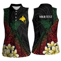Personalized Papua New Guinea Women Sleeveless Polo Shirt Kundu Drum Motifs - Sepik Colors