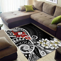 Bula Fiji Tagimaucia Mix Plumeria Masi Tapa Area Rug Black