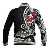 Bula Fiji Tagimaucia Mix Plumeria Masi Tapa Baseball Jacket Black LT7 - Polynesian Pride