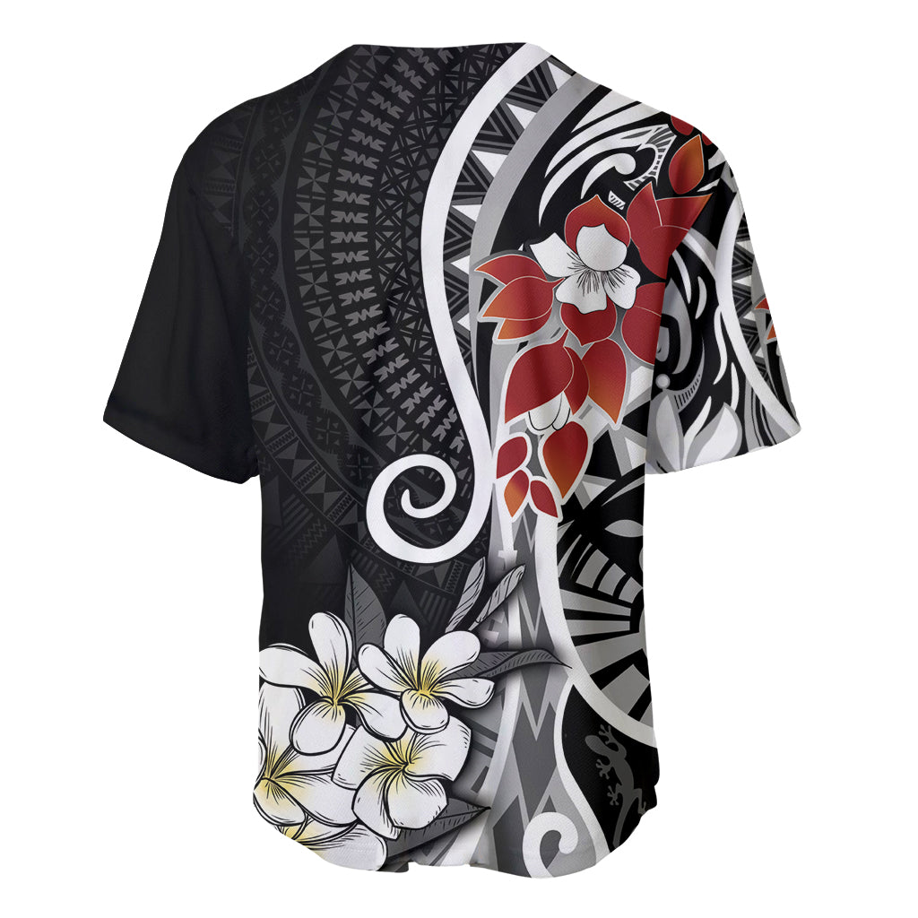 Bula Fiji Tagimaucia Mix Plumeria Masi Tapa Baseball Jersey Black LT7 - Polynesian Pride