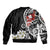 Bula Fiji Tagimaucia Mix Plumeria Masi Tapa Bomber Jacket Black LT7 - Polynesian Pride