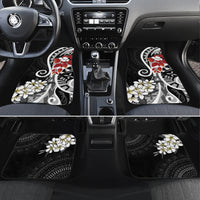 Bula Fiji Tagimaucia Mix Plumeria Masi Tapa Car Mats Black LT7 Set 4pcs Black - Polynesian Pride