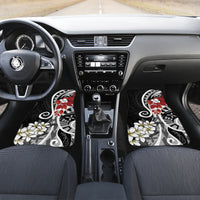 Bula Fiji Tagimaucia Mix Plumeria Masi Tapa Car Mats Black LT7 Set 2pcs - Front Black - Polynesian Pride