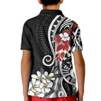 Bula Fiji Tagimaucia Mix Plumeria Masi Tapa Kid Polo Shirt Black LT7 - Polynesian Pride