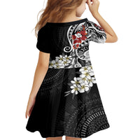 Bula Fiji Tagimaucia Mix Plumeria Masi Tapa Kid Short Sleeve Dress Black LT7 - Polynesian Pride
