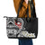 Bula Fiji Tagimaucia Mix Plumeria Masi Tapa Leather Tote Bag Black