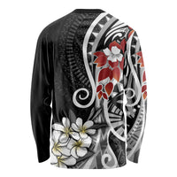 Bula Fiji Tagimaucia Mix Plumeria Masi Tapa Long Sleeve Shirt Black LT7 - Polynesian Pride