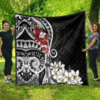 Bula Fiji Tagimaucia Mix Plumeria Masi Tapa Quilt Black