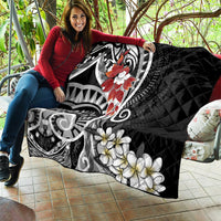 Bula Fiji Tagimaucia Mix Plumeria Masi Tapa Quilt Black