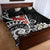 Bula Fiji Tagimaucia Mix Plumeria Masi Tapa Quilt Bed Set Black