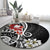 Bula Fiji Tagimaucia Mix Plumeria Masi Tapa Round Carpet Black