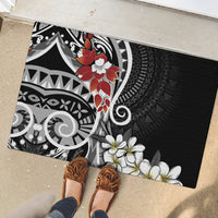 Bula Fiji Tagimaucia Mix Plumeria Masi Tapa Rubber Doormat Black