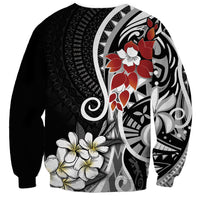 Bula Fiji Tagimaucia Mix Plumeria Masi Tapa Sweatshirt Black LT7 - Polynesian Pride