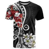 Bula Fiji Tagimaucia Mix Plumeria Masi Tapa T Shirt Black LT7 Black - Polynesian Pride
