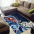 Bula Fiji Tagimaucia Mix Plumeria Masi Tapa Area Rug Blue