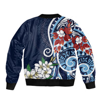 Bula Fiji Tagimaucia Mix Plumeria Masi Tapa Bomber Jacket Blue LT7 - Polynesian Pride