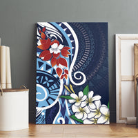 Bula Fiji Tagimaucia Mix Plumeria Masi Tapa Canvas Wall Art Blue