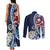 Bula Fiji Tagimaucia Mix Plumeria Masi Tapa Couples Matching Tank Maxi Dress and Long Sleeve Button Shirt Blue LT7 - Polynesian Pride