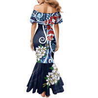 Bula Fiji Tagimaucia Mix Plumeria Masi Tapa Family Matching Mermaid Dress and Hawaiian Shirt Blue LT7 - Polynesian Pride