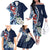 Bula Fiji Tagimaucia Mix Plumeria Masi Tapa Family Matching Off Shoulder Long Sleeve Dress and Hawaiian Shirt Blue LT7 - Polynesian Pride