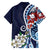 Bula Fiji Tagimaucia Mix Plumeria Masi Tapa Family Matching Off Shoulder Maxi Dress and Hawaiian Shirt Blue LT7 - Polynesian Pride