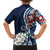 Bula Fiji Tagimaucia Mix Plumeria Masi Tapa Family Matching Off Shoulder Short Dress and Hawaiian Shirt Blue LT7 - Polynesian Pride