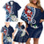 Bula Fiji Tagimaucia Mix Plumeria Masi Tapa Family Matching Off Shoulder Short Dress and Hawaiian Shirt Blue LT7 - Polynesian Pride