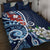 Bula Fiji Tagimaucia Mix Plumeria Masi Tapa Quilt Bed Set Blue