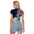 Bula Fiji Tagimaucia Mix Plumeria Masi Tapa Raglan Cropped T Shirt Blue LT7 - Polynesian Pride