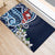 Bula Fiji Tagimaucia Mix Plumeria Masi Tapa Rubber Doormat Blue
