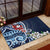 Bula Fiji Tagimaucia Mix Plumeria Masi Tapa Rubber Doormat Blue