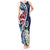 Bula Fiji Tagimaucia Mix Plumeria Masi Tapa Tank Maxi Dress Blue LT7 Women Blue - Polynesian Pride