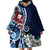 Bula Fiji Tagimaucia Mix Plumeria Masi Tapa Wearable Blanket Hoodie Blue LT7 - Polynesian Pride