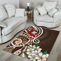 Bula Fiji Tagimaucia Mix Plumeria Masi Tapa Area Rug Brown