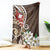 Bula Fiji Tagimaucia Mix Plumeria Masi Tapa Blanket Brown