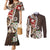 Bula Fiji Tagimaucia Mix Plumeria Masi Tapa Couples Matching Mermaid Dress and Long Sleeve Button Shirt Brown LT7 Brown - Polynesian Pride