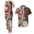 Bula Fiji Tagimaucia Mix Plumeria Masi Tapa Couples Matching Tank Maxi Dress and Hawaiian Shirt Brown LT7 Brown - Polynesian Pride